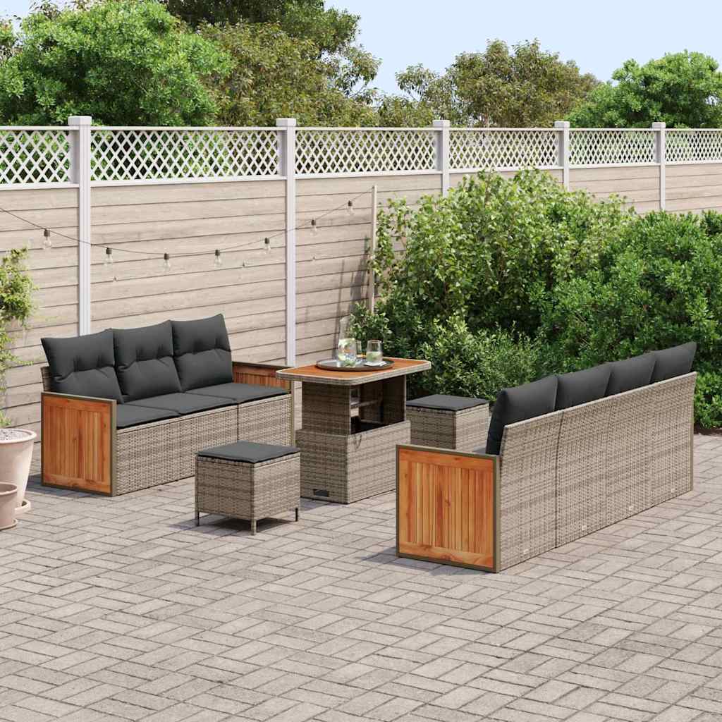 Garten-Sofa-Set 10 pcs Grau 90 x 55 x 71 cm Poly-Rattan